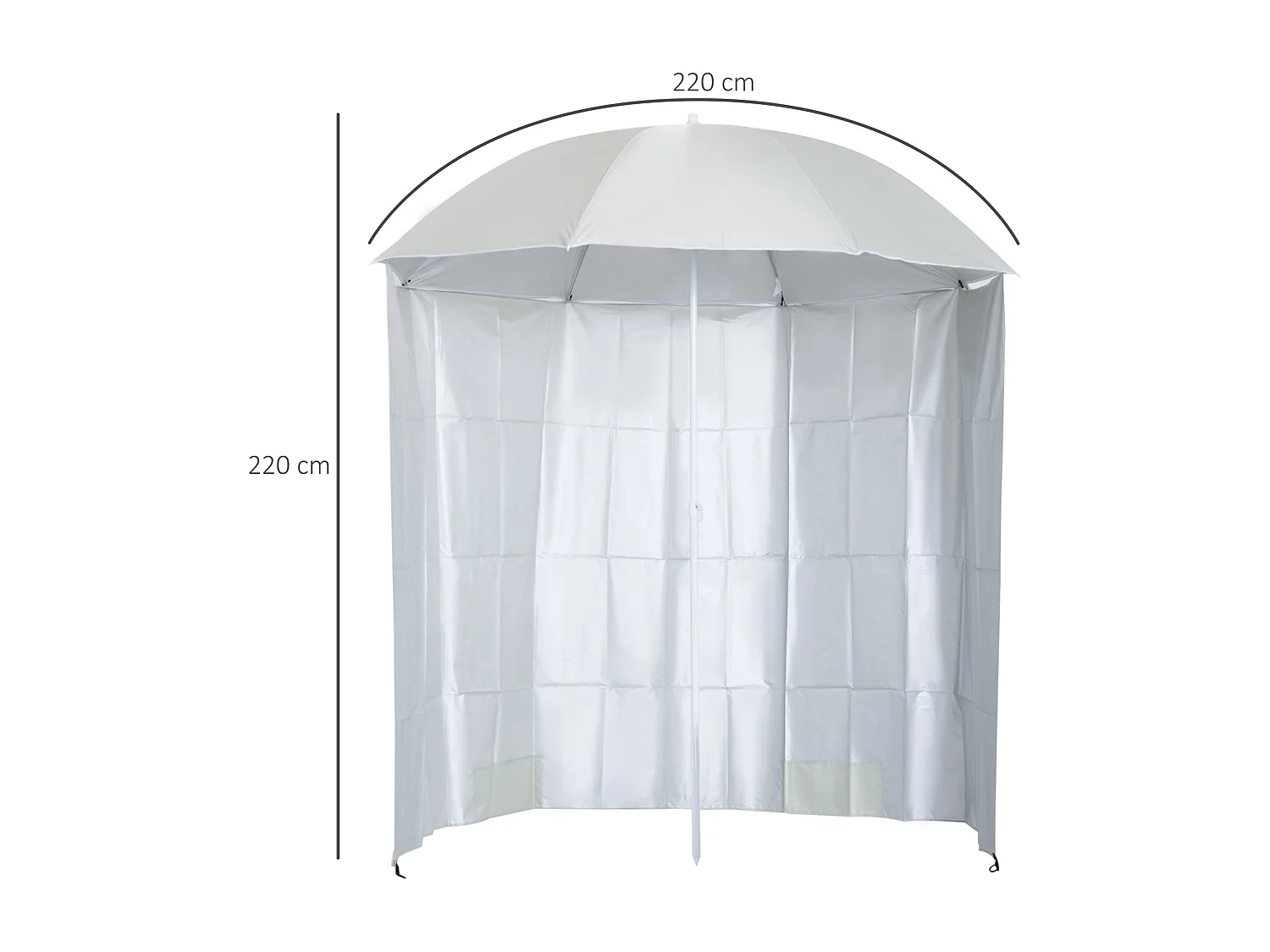 Parasol de plage Ø 2,2 x 2,2H cm protection UPF 50 + sac transport, sardines et lestage intégrés crème