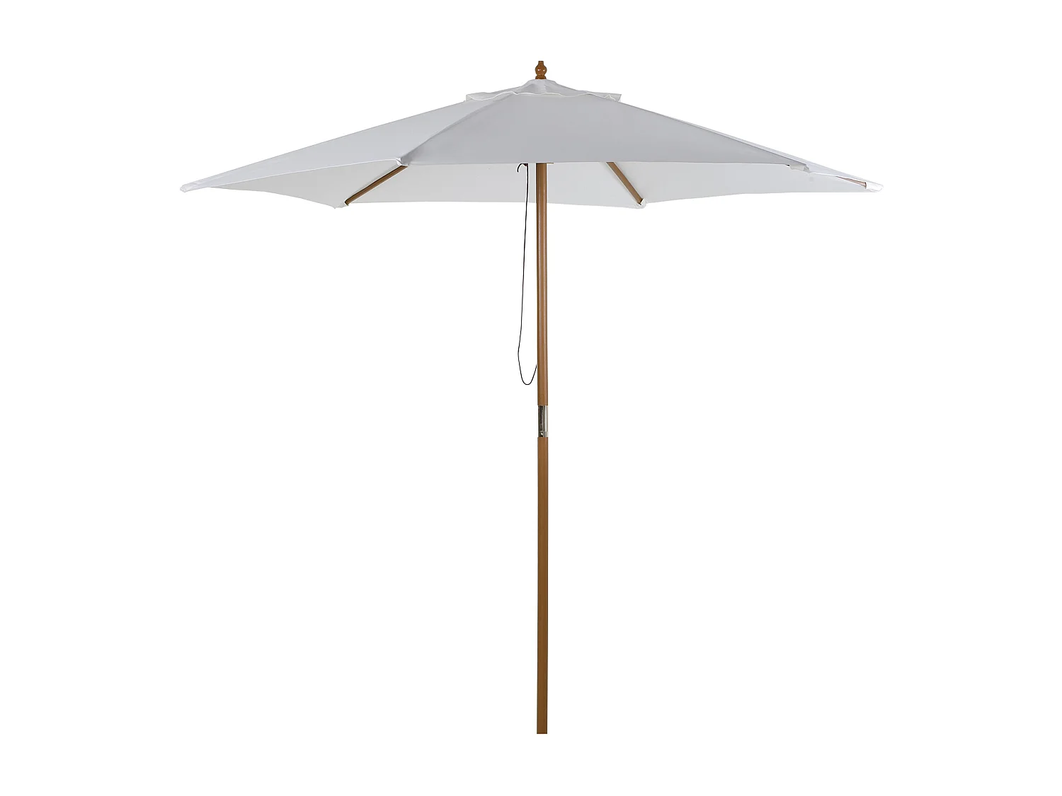 Parasol droit hexagonal de jardin grande taille dim. Ø 2,5 x 2,3H m bambou polyester crème