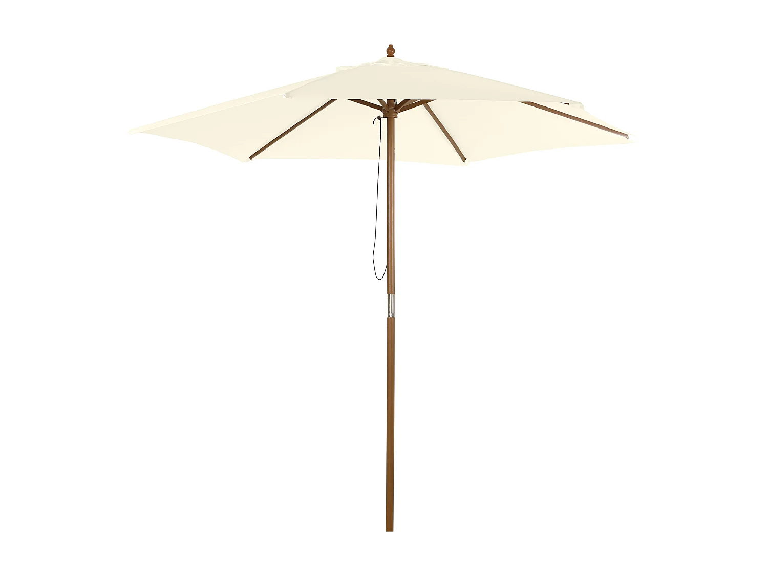 Parasol droit hexagonal de jardin grande taille dim. Ø 2,5 x 2,3H m bambou polyester crème