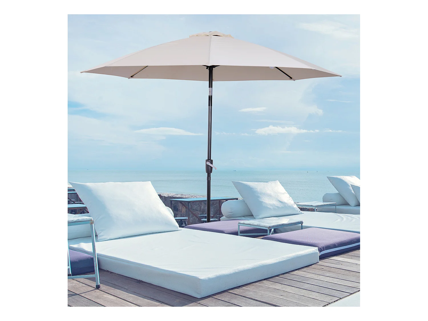 Parasol inclinable aluminium fibre de verre polyester diamètre 2,65 m coloris crème