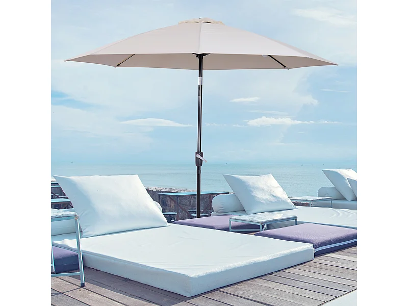 Parasol inclinable aluminium fibre de verre polyester diamètre 2,65 m coloris crème