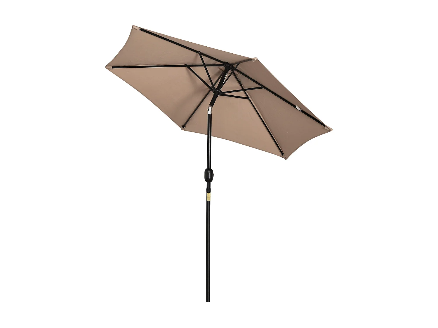 Parasol hexagonal inclinable dim. Ø 2,3 x 2,16H m métal polyester haute densité beige