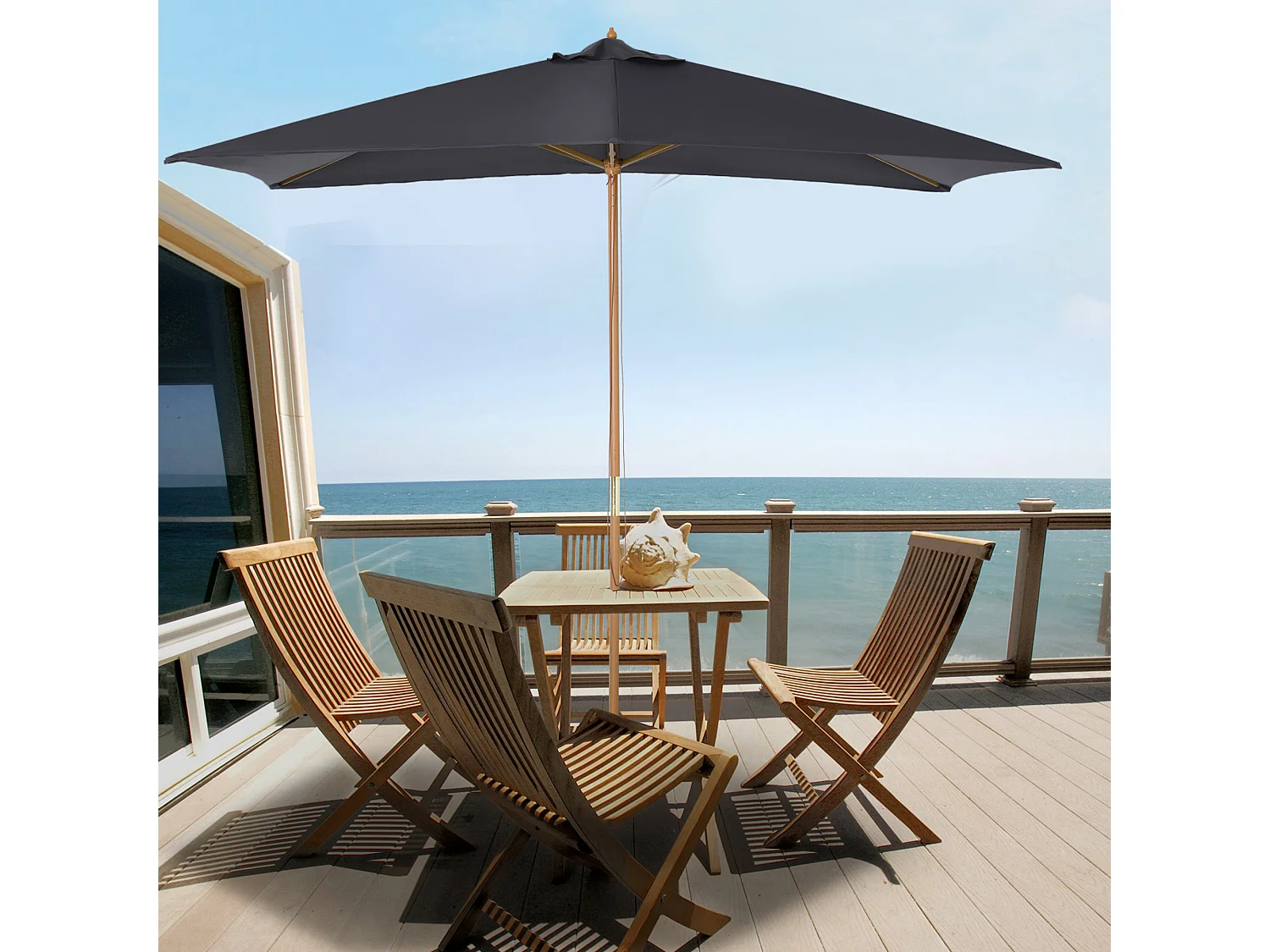 Parasol droit rectangulaire de jardin grande taille dim. 3L x 2l x 2,5H m anthracite