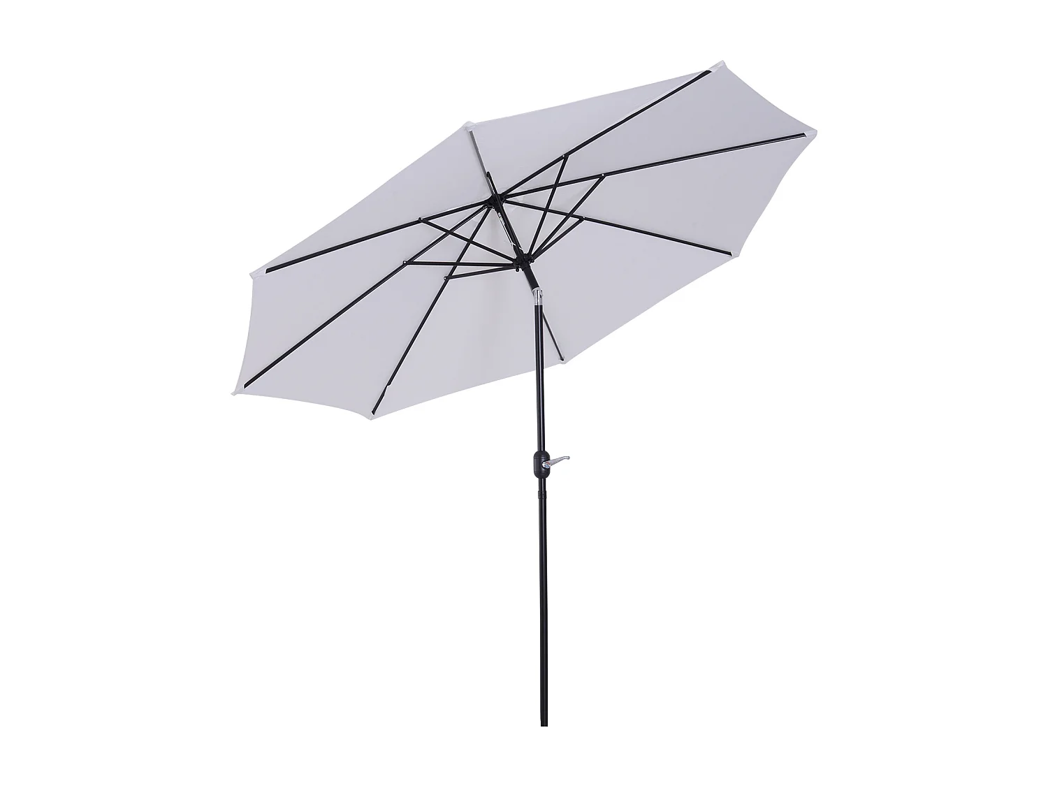 Parasol en métal rond polyester 180g/m² manivelle inclinable Ø 3 x 2,45 m blanc
