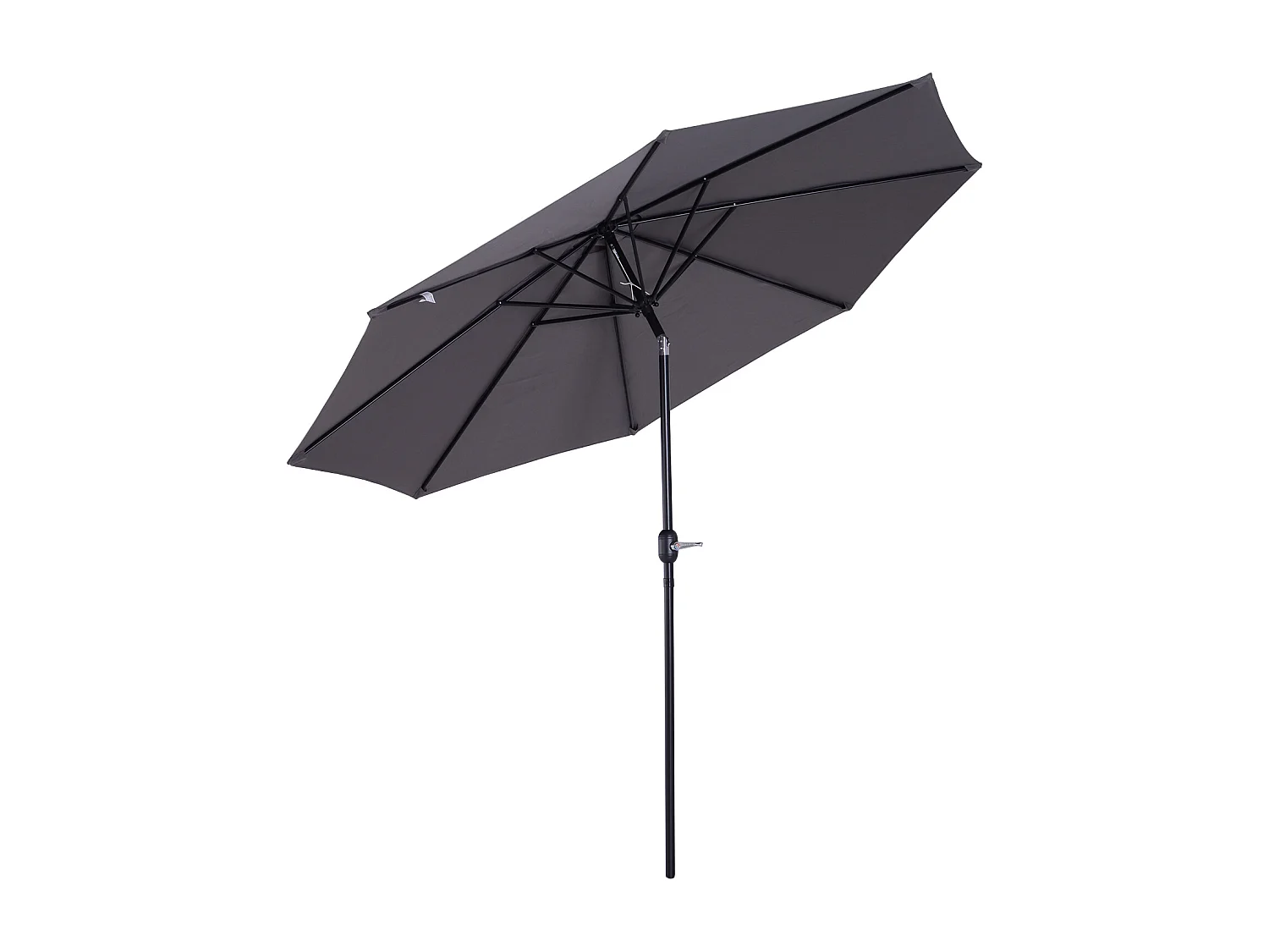 Parasol en métal rond polyester 180g/m² manivelle inclinable Ø 3 x 2,45 m gris