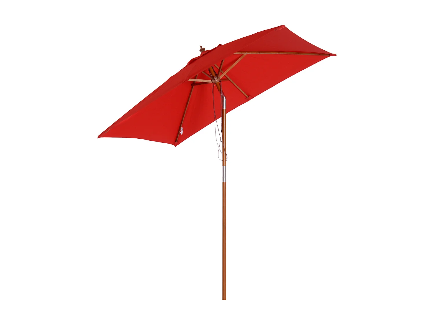 Parasol rectangulaire inclinable bois polyester haute densité 2L x 1,5l x 2,3H m rouge