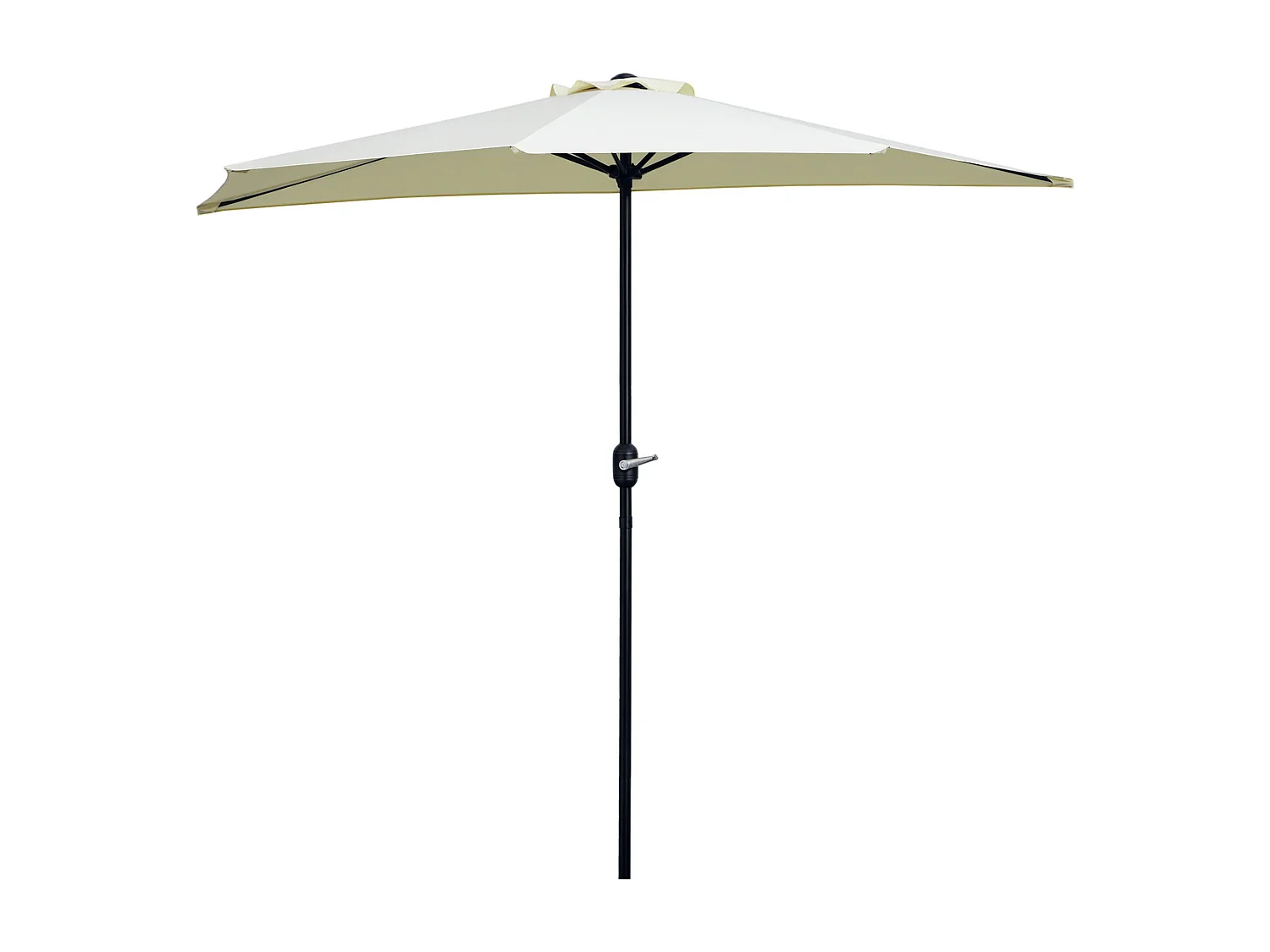 Demi parasol - parasol de balcon - ouverture fermeture manivelle - acier polyester haute densité crème