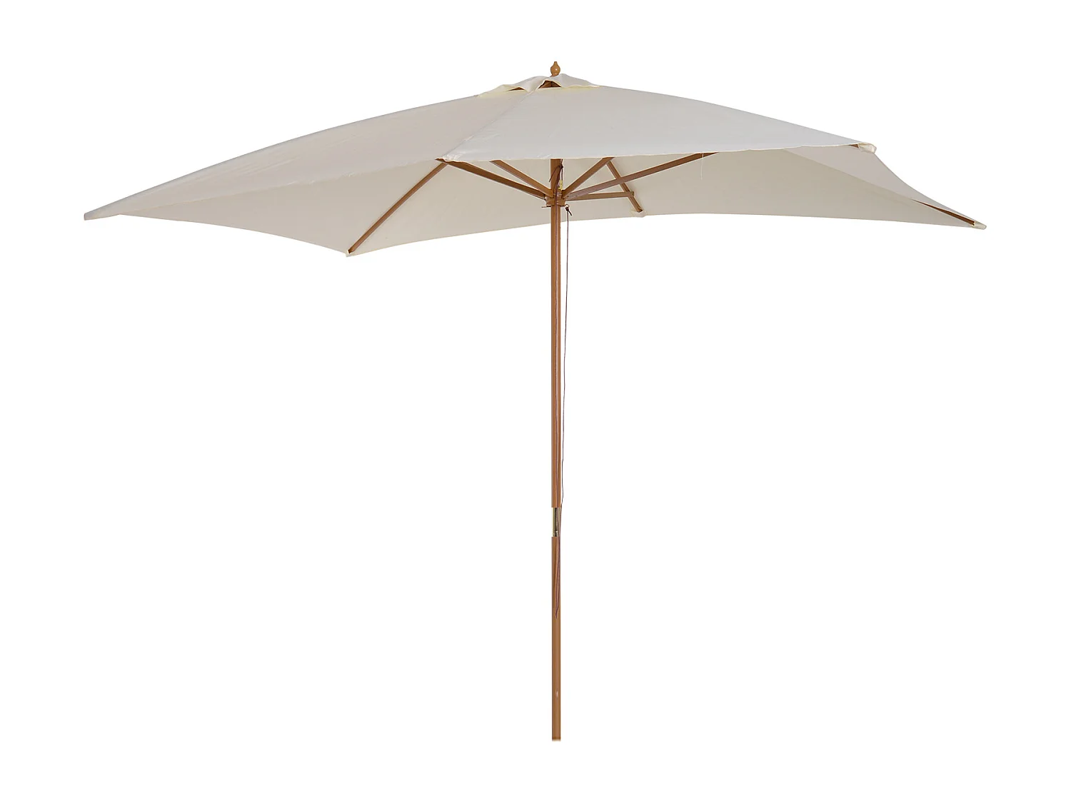 Parasol droit rectangulaire bois polyester haute densité 2,95L x 2l x 2,55H m crème
