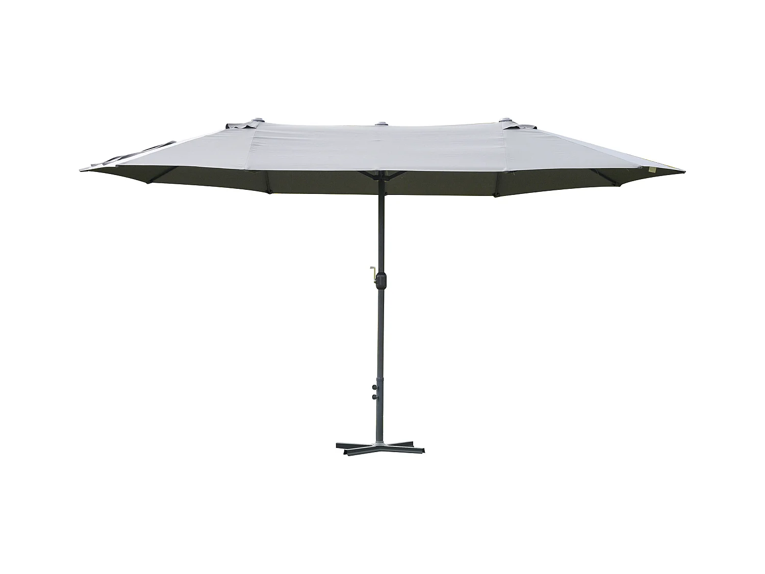 Parasol de jardin XXL parasol grande taille 4,6L x 2,7l x 2,4H m ouverture fermeture manivelle acier polyester haute densité gris