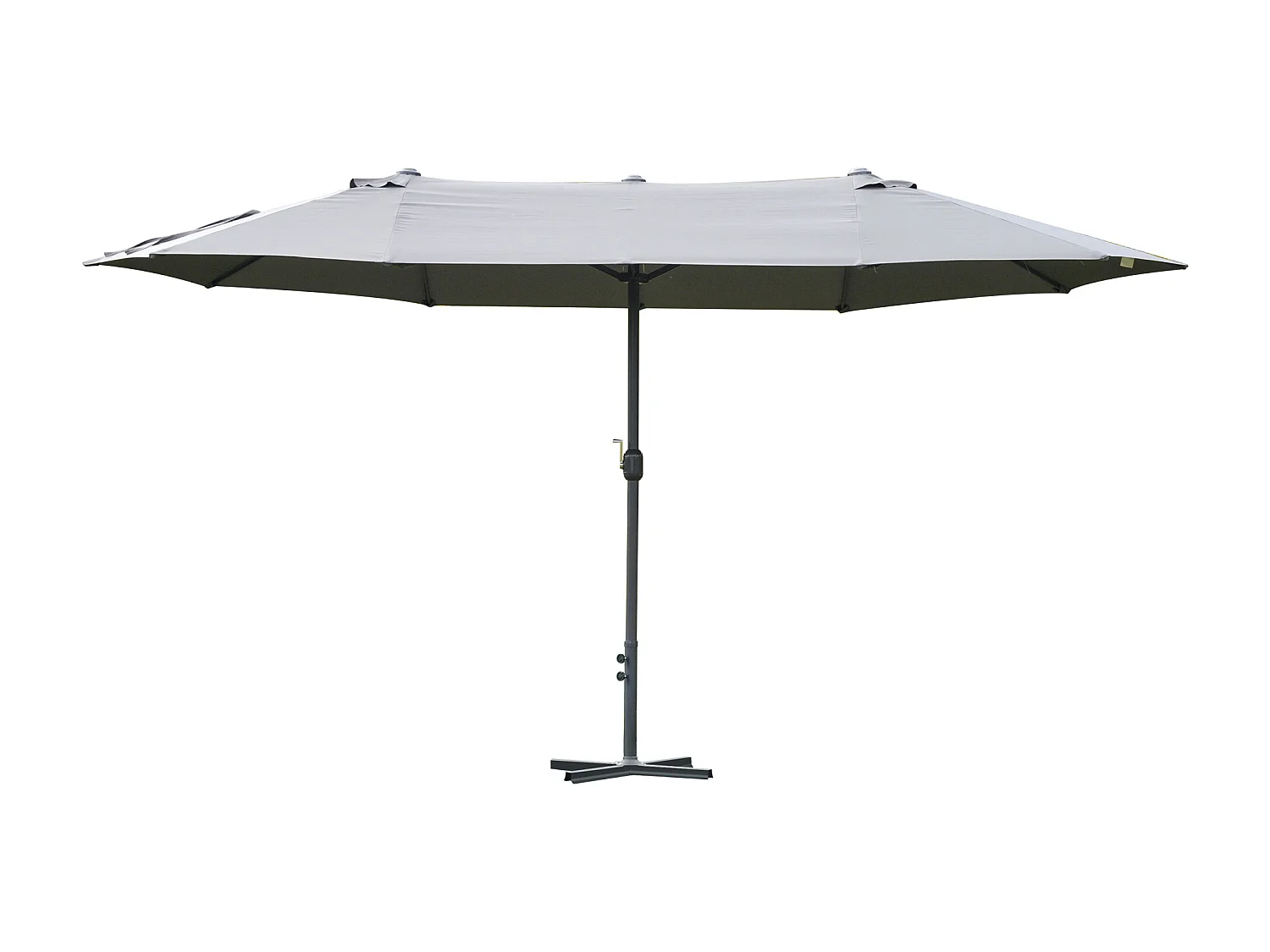 Parasol de jardin XXL parasol grande taille 4,6L x 2,7l x 2,4H m ouverture fermeture manivelle acier polyester haute densité gris