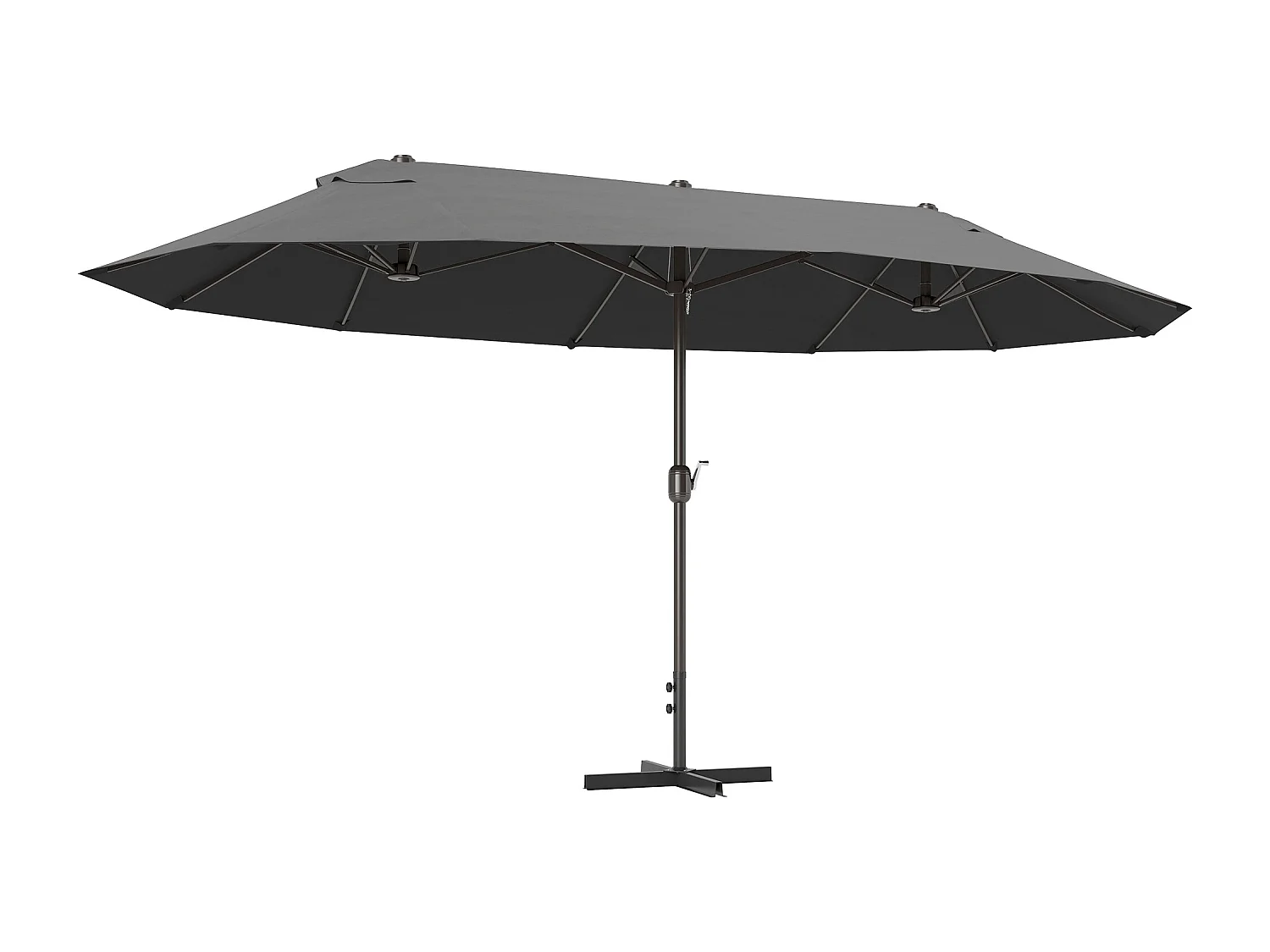 Parasol de jardin XXL parasol grande taille 4,6L x 2,7l x 2,4H m ouverture fermeture manivelle acier polyester haute densité gris