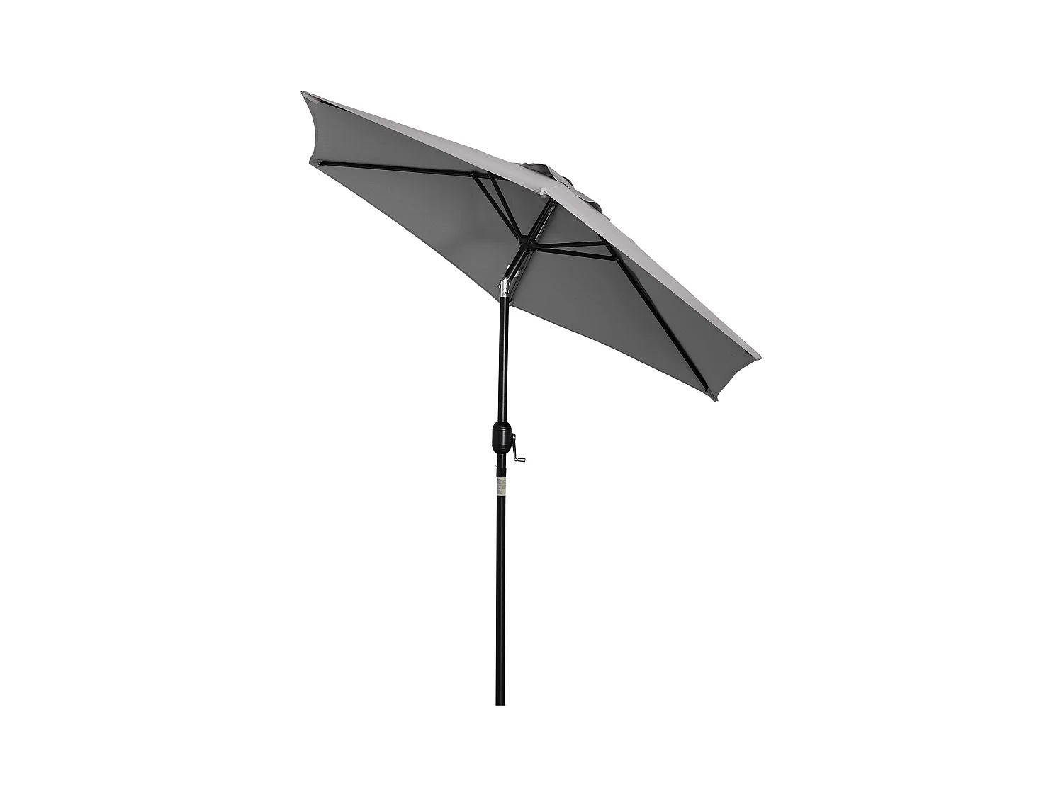 Parasol hexagonal inclinable dim. Ø 2,3 x 2,16H m métal polyester haute densité gris