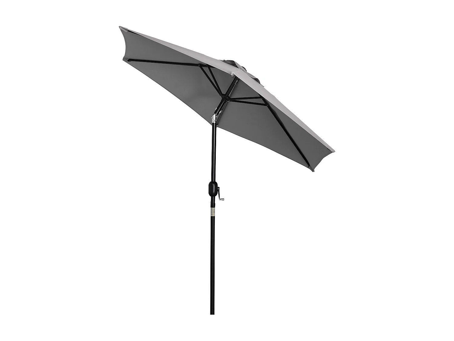 Parasol hexagonal inclinable dim. Ø 2,3 x 2,16H m métal polyester haute densité gris