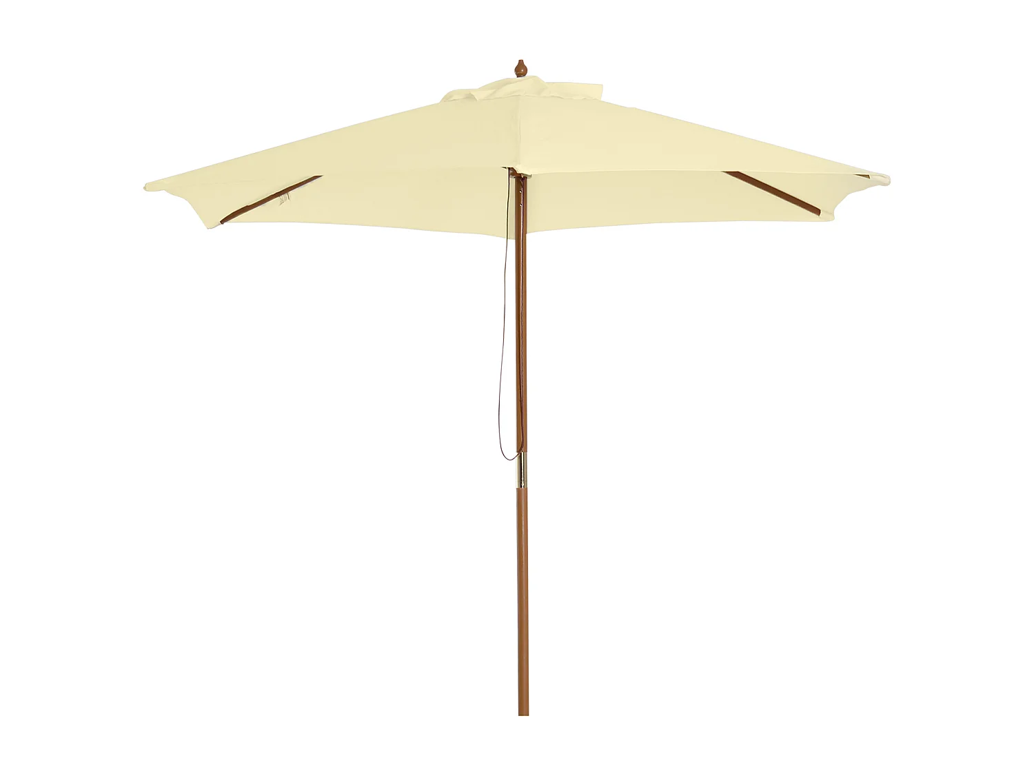 Outsunny Parasol droit hexagonal grande taille de jardin Ø 2,5 x 2,3H m bois de bambou crème