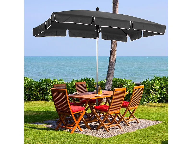 Parasol rectangulaire inclinable alu acier polyester haute densité diamètre 2 m gris