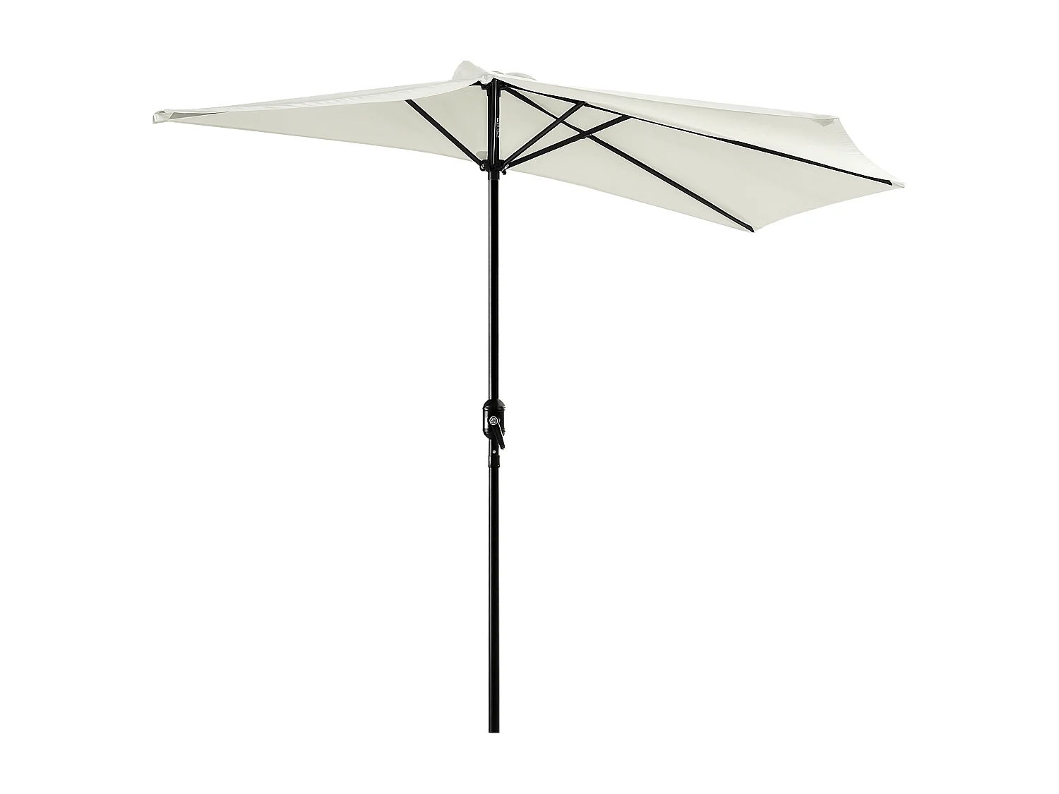 Demi parasol, parasol de balcon 5 entretoises métal polyester 2,69L x 1,38l x 2,36H m crème