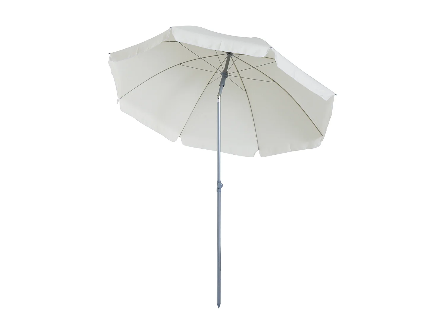 Parasol inclinable octogonal de jardin Ø 2,2 x 2,3 H m métal polyester crème