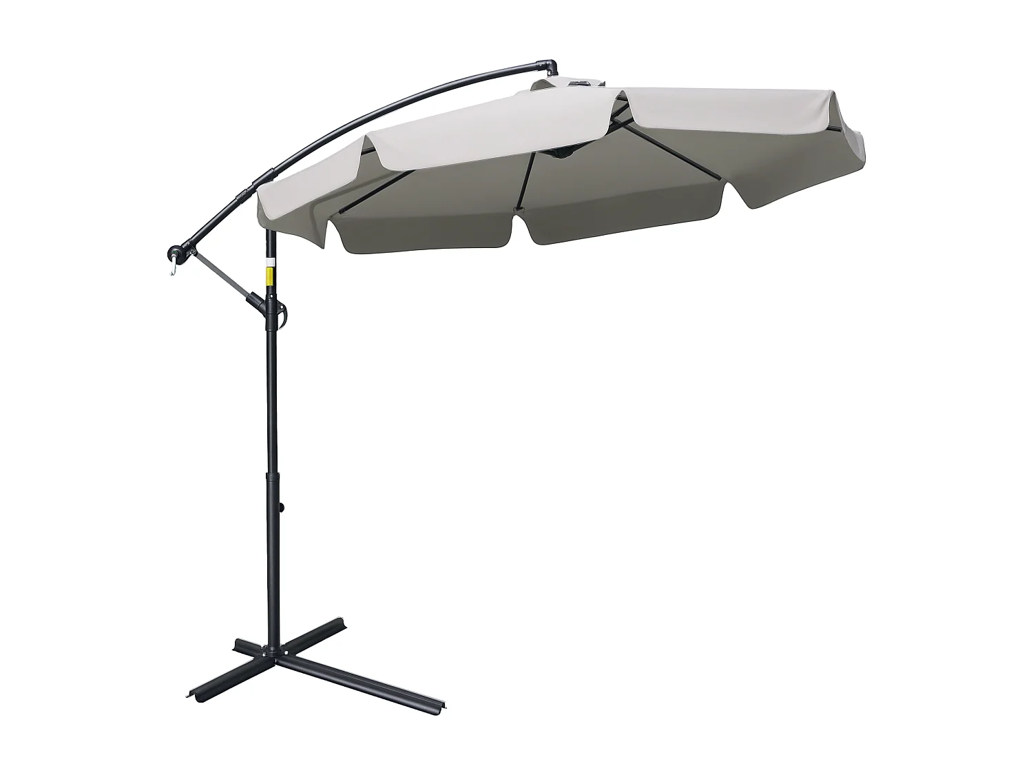 Parasol déporté octogonal inclinable manivelle Ø 2,65 x 2,45H m acier époxy polyester gris