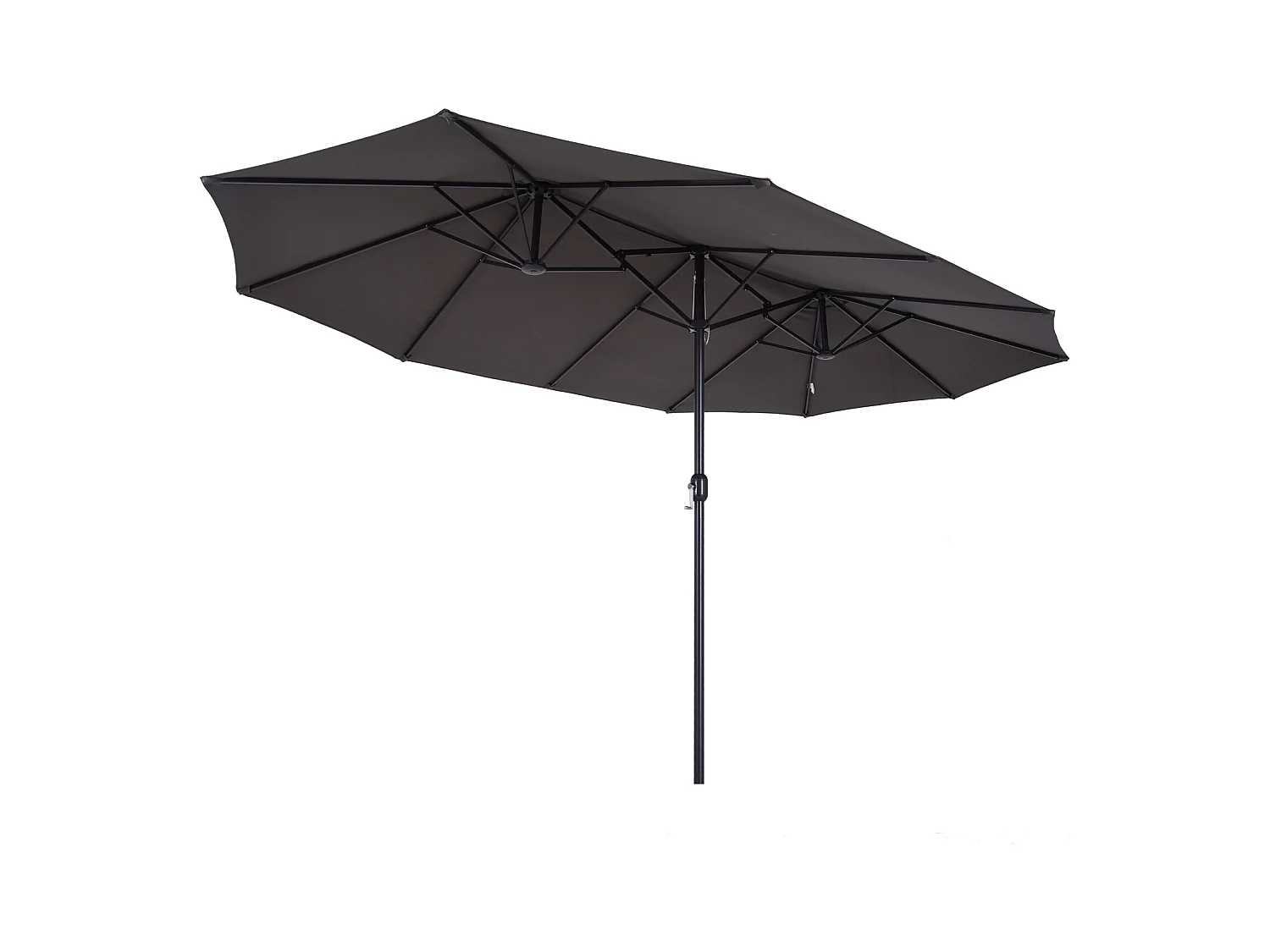 Parasol de jardin XXL parasol grande taille 4,6L x 2,7l x 2,4H m ouverture fermeture manivelle acier polyester haute densité gris