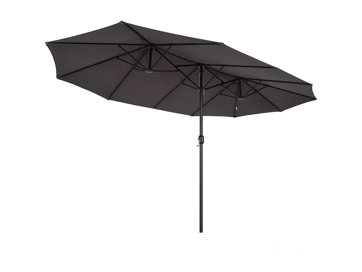 Parasol de jardin XXL parasol grande taille 4,6L x 2,7l x 2,4H m ouverture fermeture manivelle acier polyester haute densité gris
