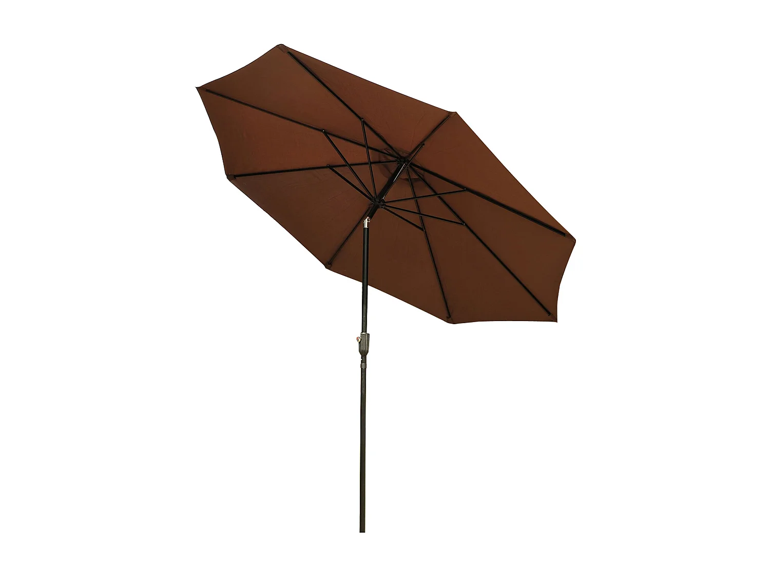 Parasol en métal rond polyester 180g/m² manivelle inclinable Ø 3 x 2,45 m chocolat