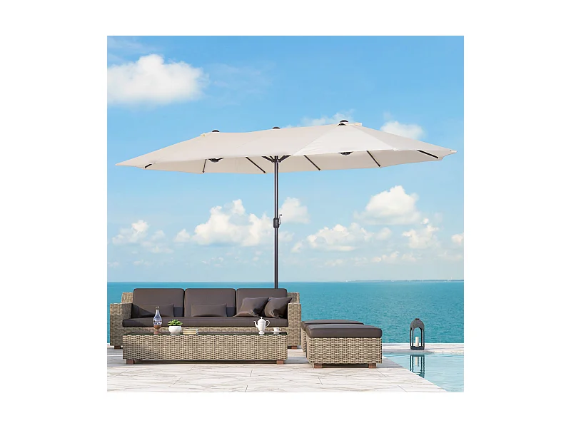 Parasol de jardin XXL parasol grande taille 4,6L x 2,7l x 2,4H m manivelle acier polyester haute densité crème