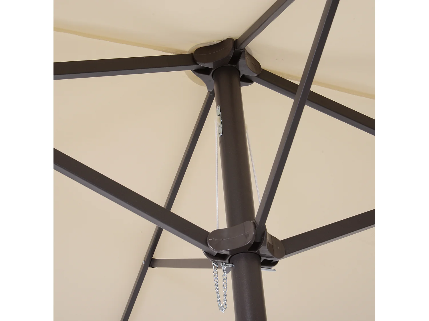 Parasol de jardin XXL parasol grande taille 4,6L x 2,7l x 2,4H m manivelle acier polyester haute densité crème