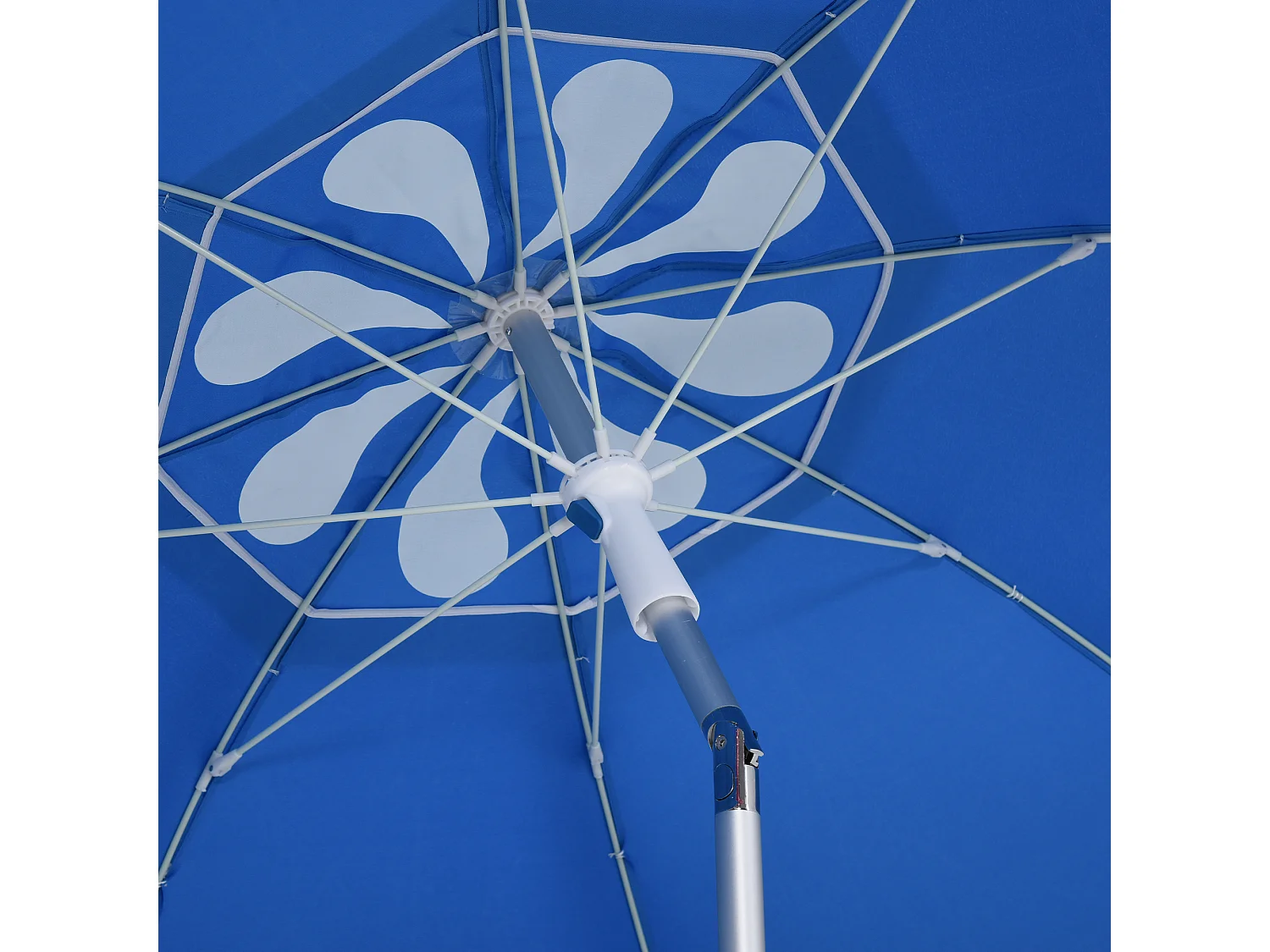 Parasol inclinable octogonal Ø 190 cm tissu polyester haute densité anti-UV hauteur réglable mât alu sac de transport inclus bleu
