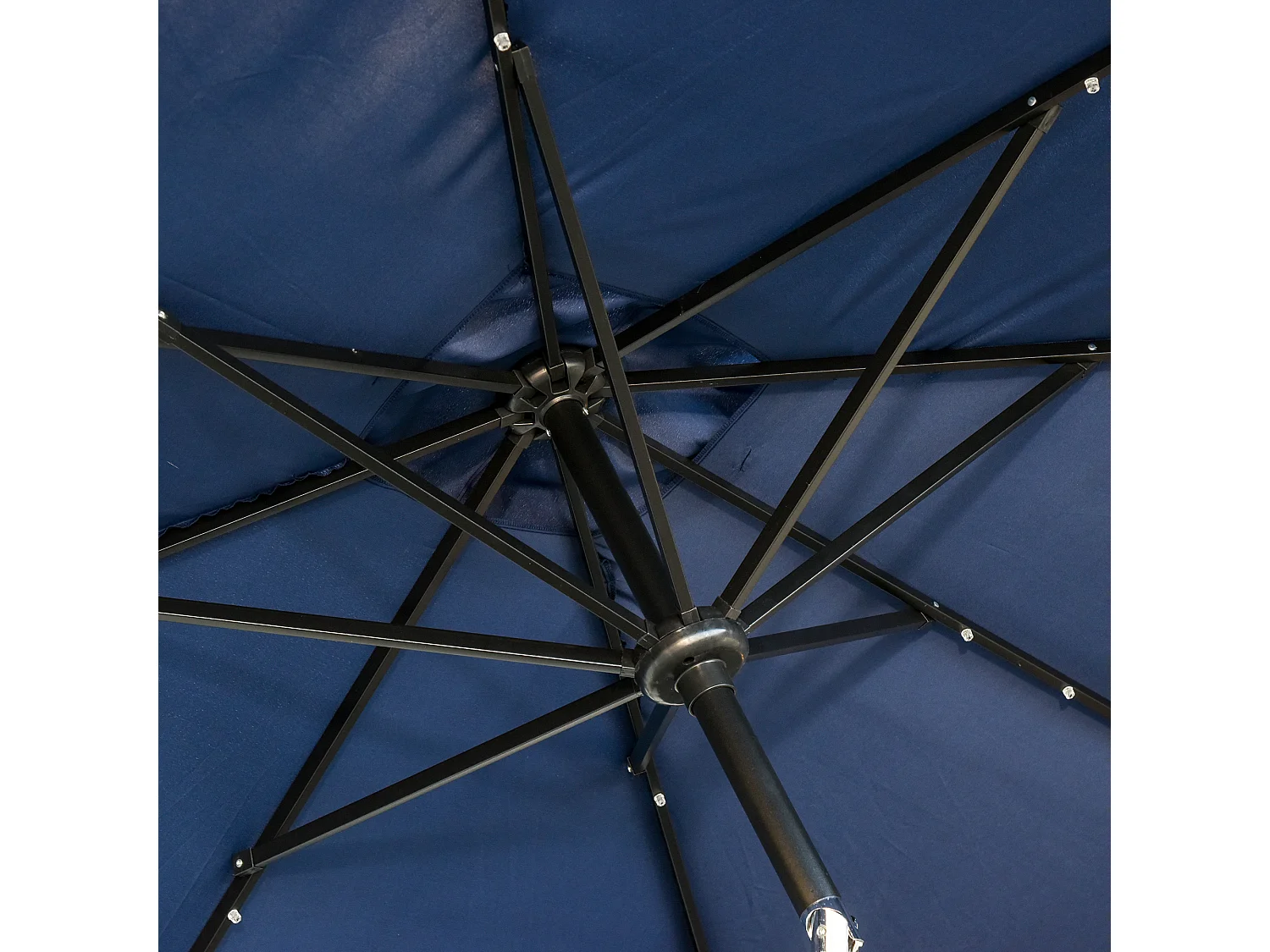 Parasol lumineux rectangulaire inclinable dim. 2,68L x 2,05l x 2,48H m parasol LED solaire métal polyester haute densité bleu