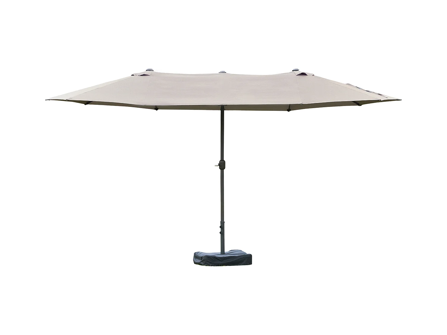 Parasol de jardin XXL parasol grande taille 4,6L x 2,7l x 2,4H cm ouverture fermeture manivelle acier polyester haute densité gris clair