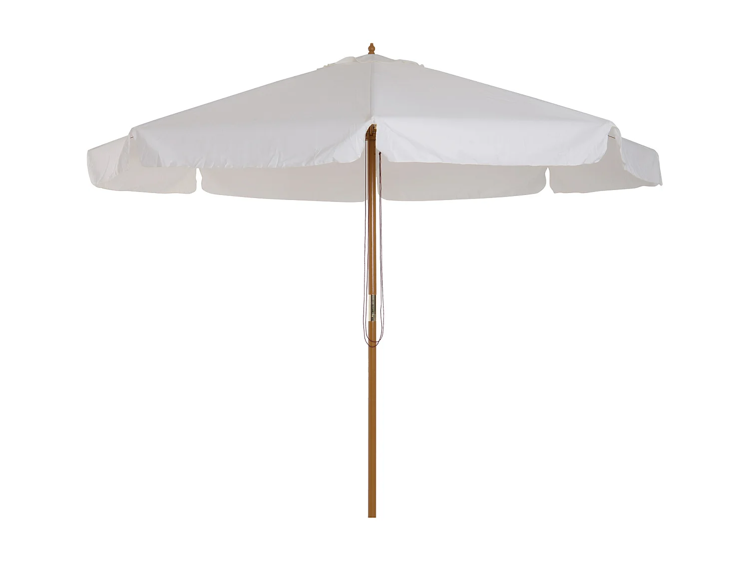 Parasol droit rond grande taille de jardin Ø 3,25 x 2,5H m bois de bambou polyester crème