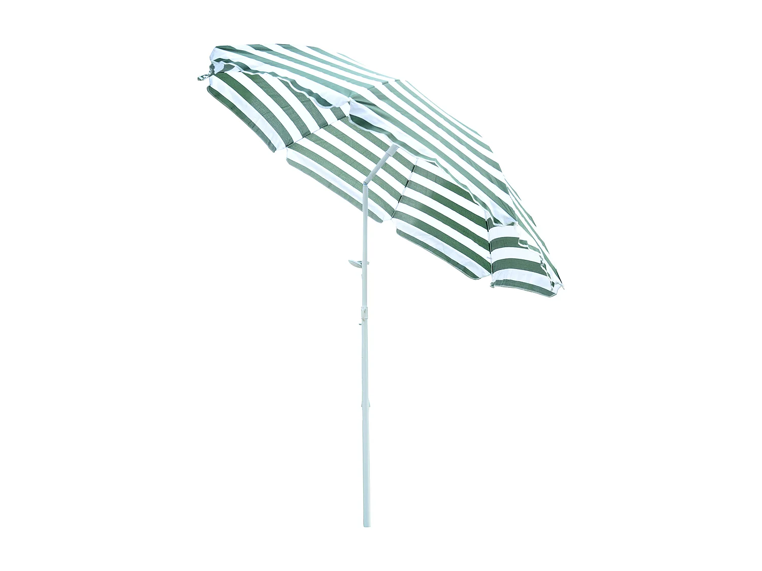 Parasol inclinable octogonal de plage Ø 180 cm tissu polyester haute densité anti-UV mât démontable vert blanc rayé