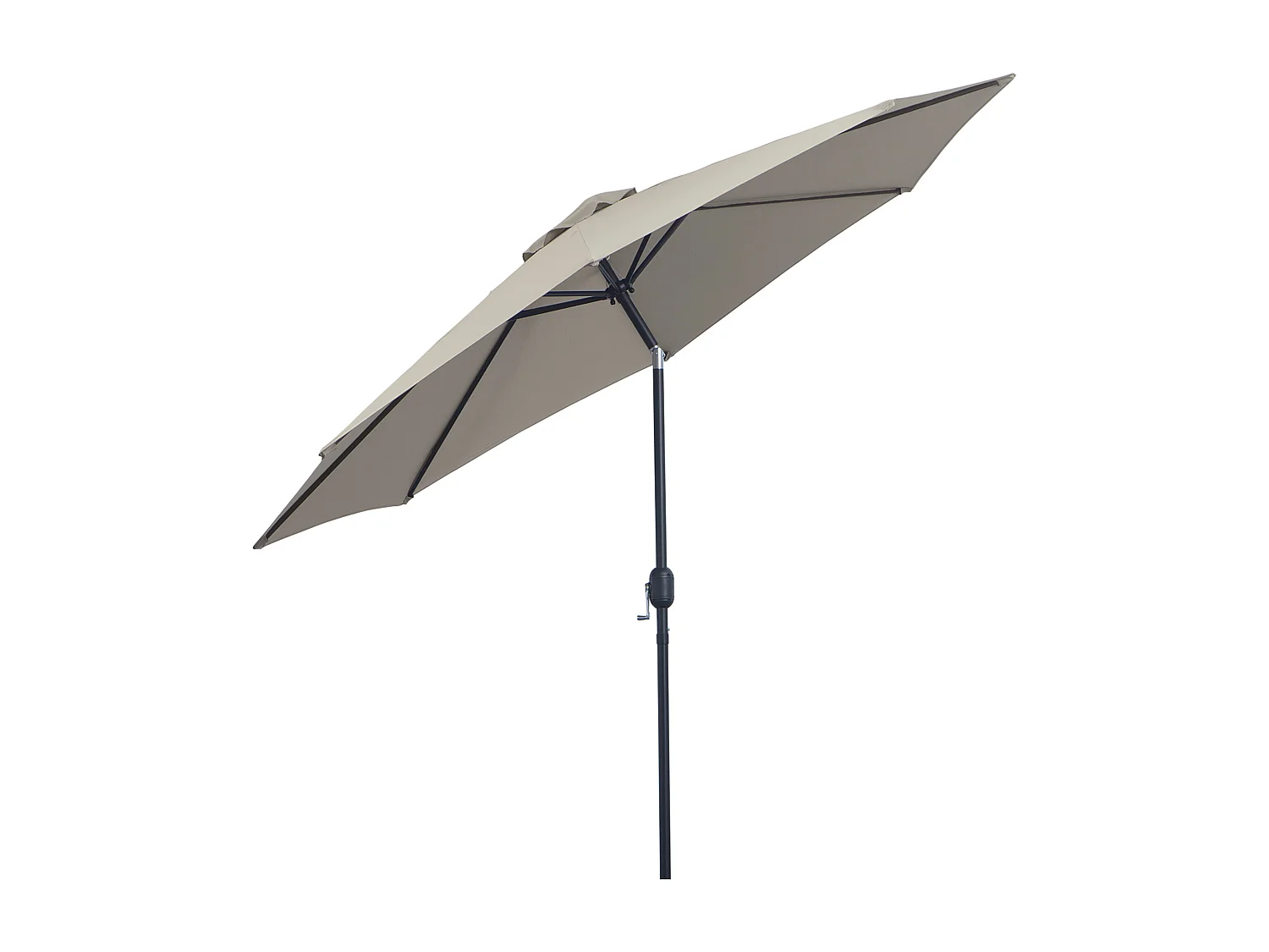 Parasol inclinable octogonal Ø 3 x 2,45 m ouverture fermeture par manivelle métal polyester haute densité gris clair