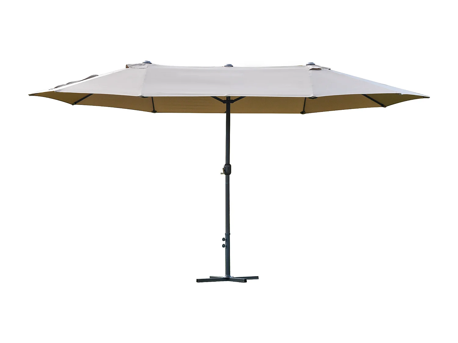 Parasol de jardin XXL parasol grande taille 4,6L x 2,7l x 2,4H m ouverture fermeture manivelle acier polyester haute densité café latte
