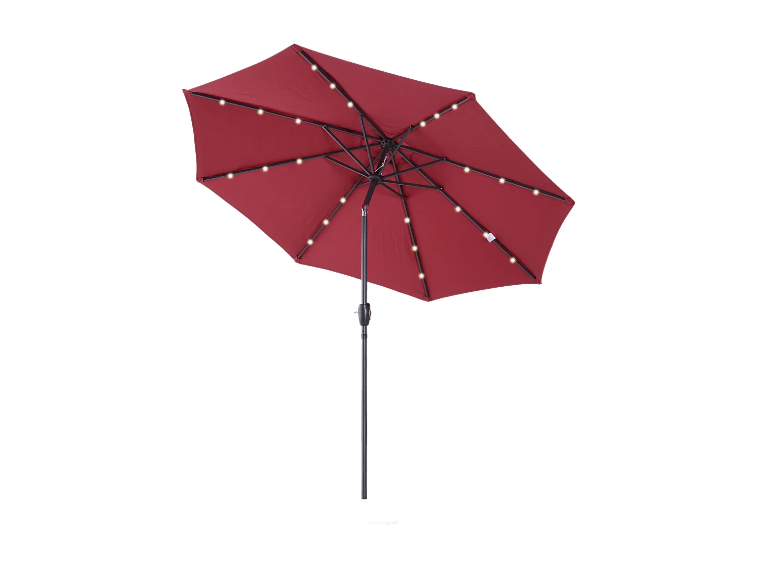 Parasol lumineux octogonal inclinable Ø 2,75 x 2,33 m parasol LED solaire métal polyester haute densité 180 g/m² bordeaux