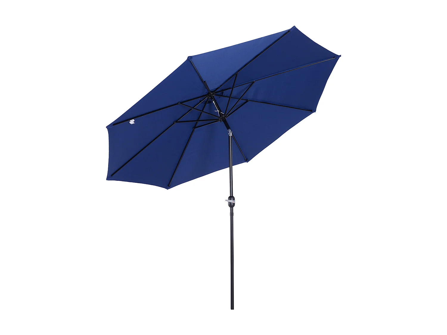 Parasol en métal rond polyester 180g/m² manivelle inclinable Ø 3 x 2,45 m bleu