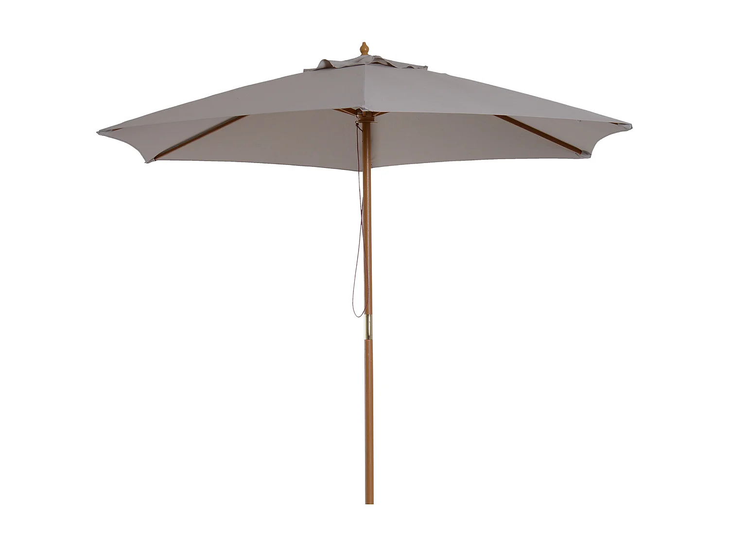 Parasol droit hexagonal de jardin grande taille dim. Ø 2,5 x 2,3H m bambou polyester gris