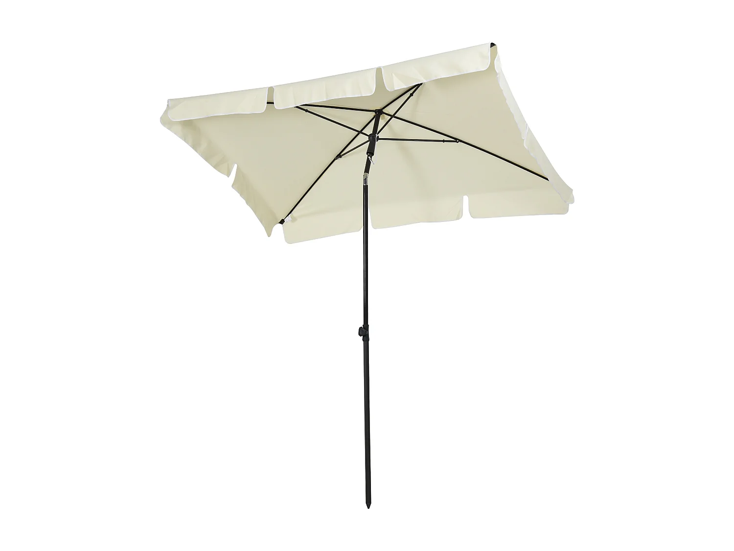 Parasol rectangulaire inclinable alu acier polyester haute densité diamètre 2 m beige clair