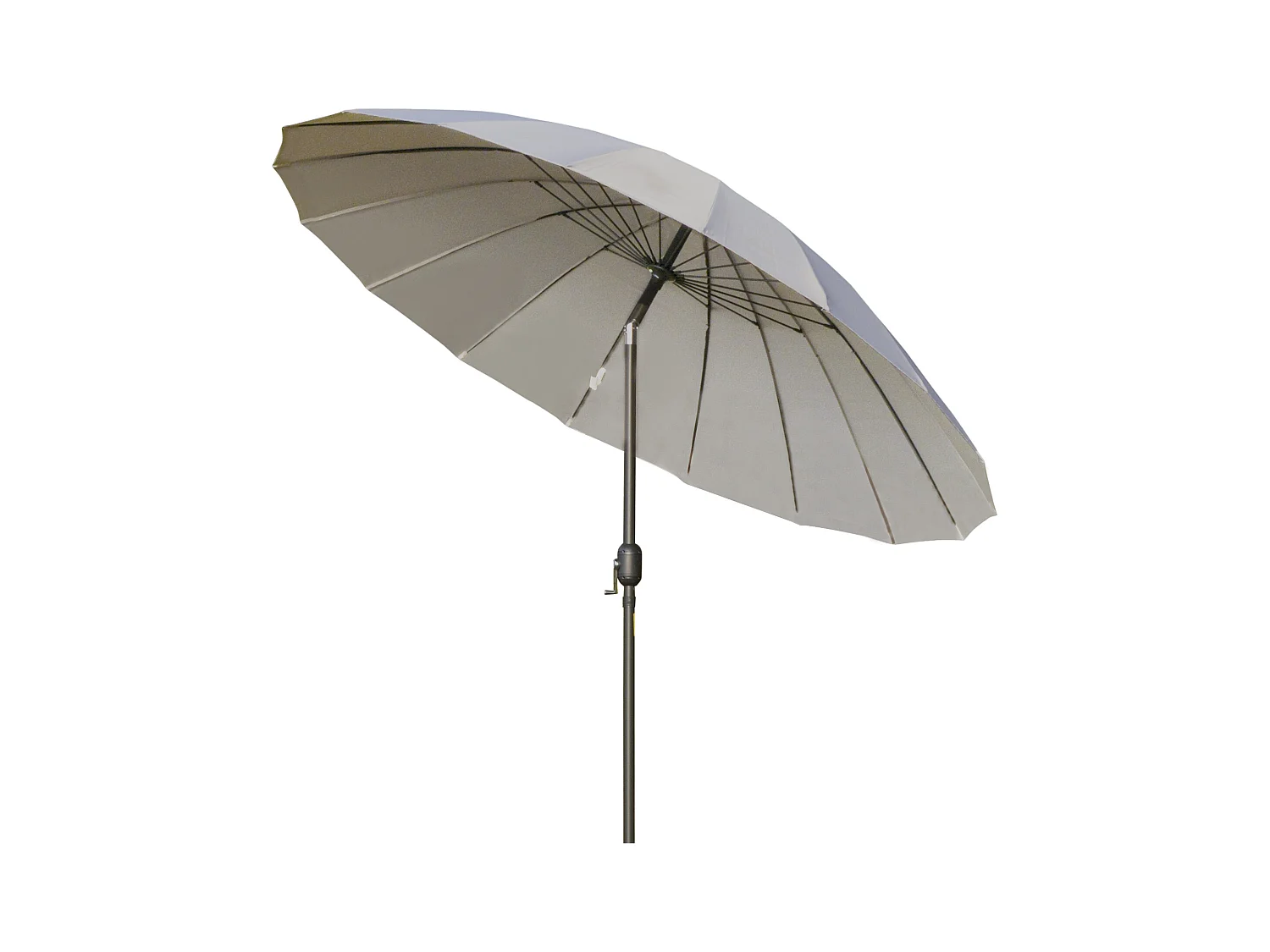 Parasol inclinable rond avec manivelle métal fibre de verre Ø 2,55 m polyester haute densité gris