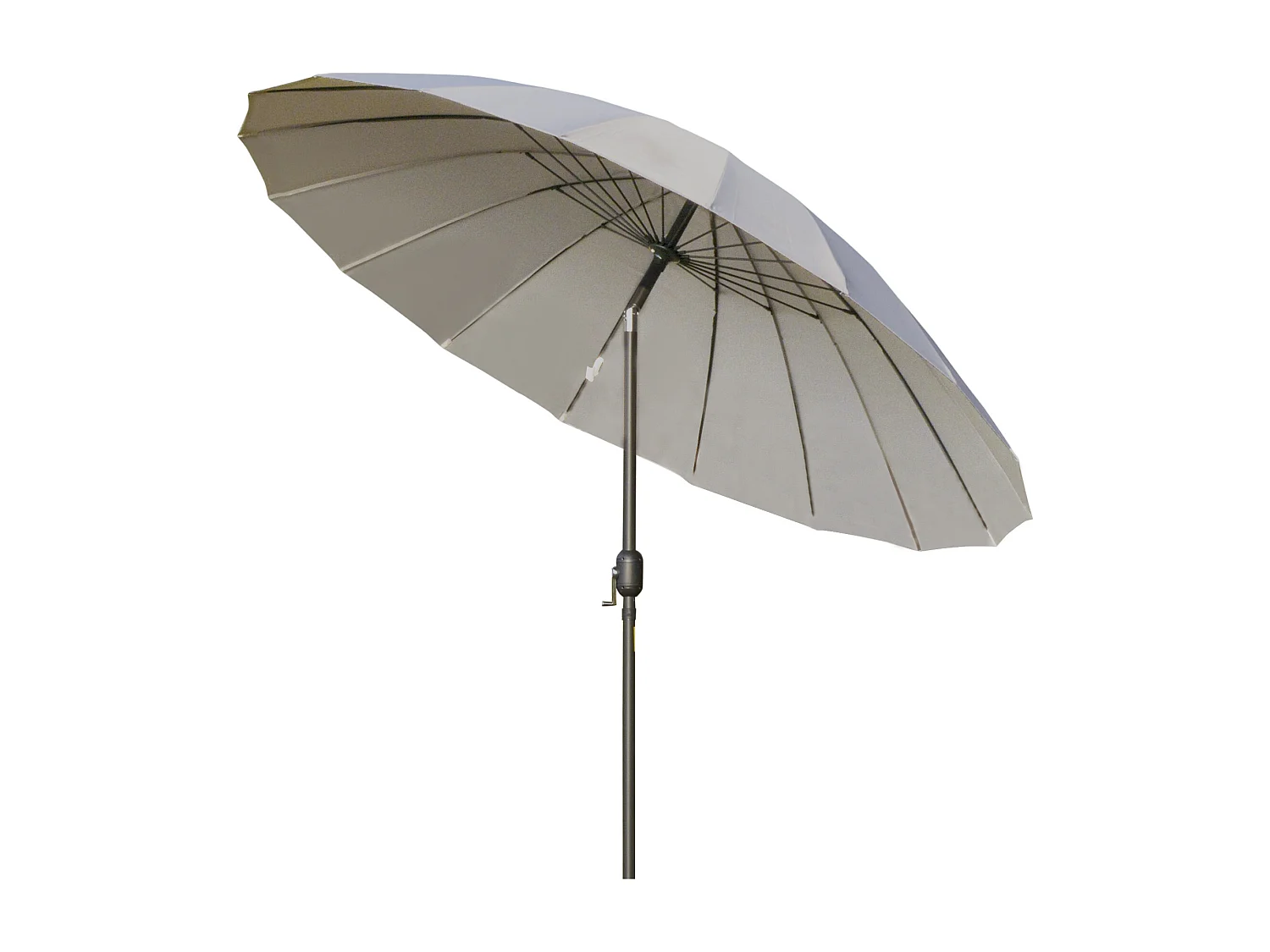 Parasol inclinable rond avec manivelle métal fibre de verre Ø 2,55 m polyester haute densité gris