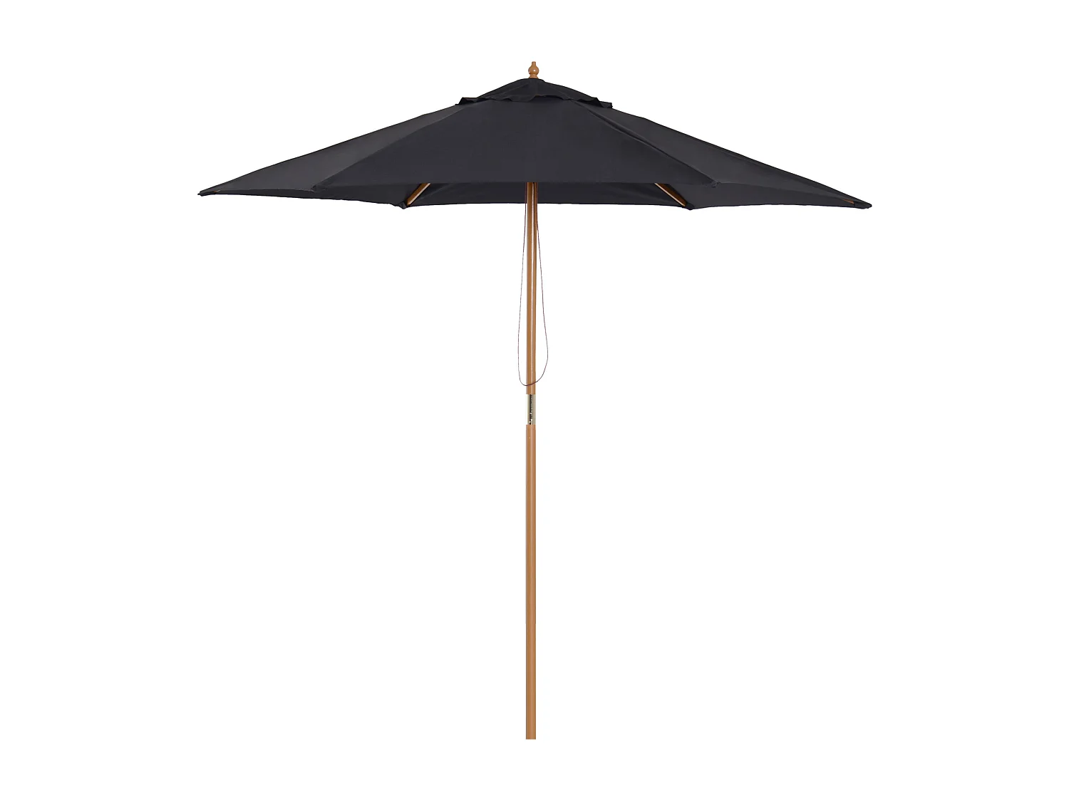 Parasol droit hexagonal grande taille de jardin Ø 2,5 x 2,3H m bois de bambou noir