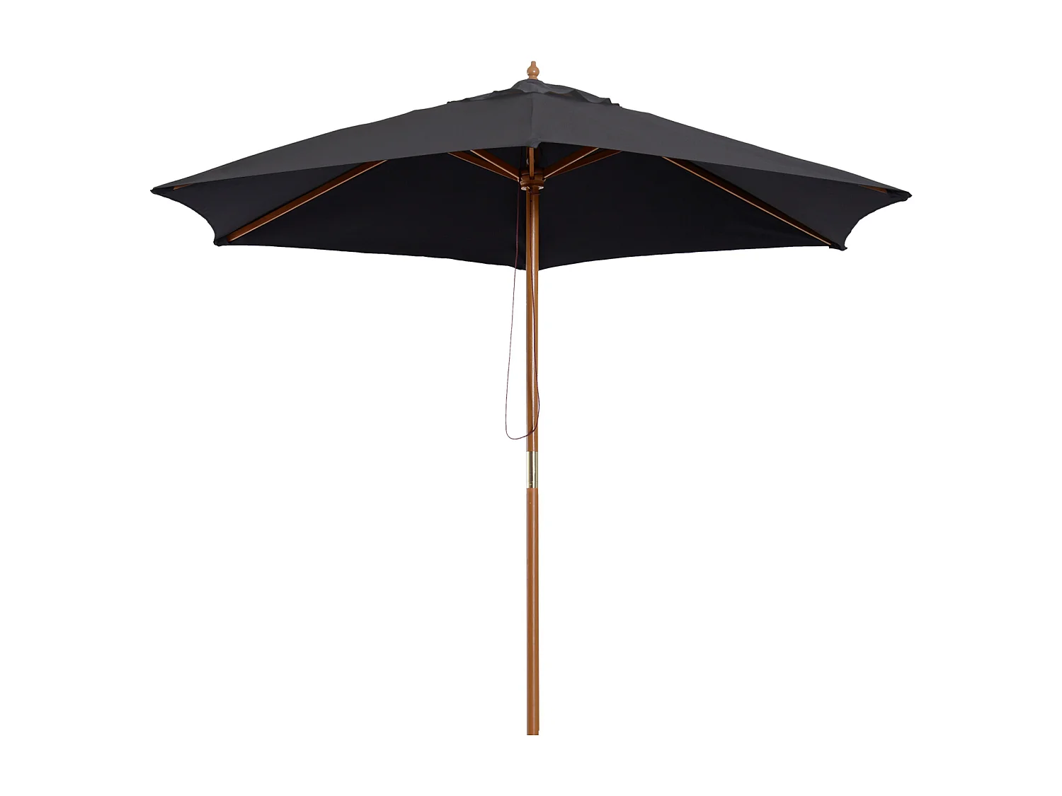 Parasol droit hexagonal grande taille de jardin Ø 2,5 x 2,3H m bois de bambou noir