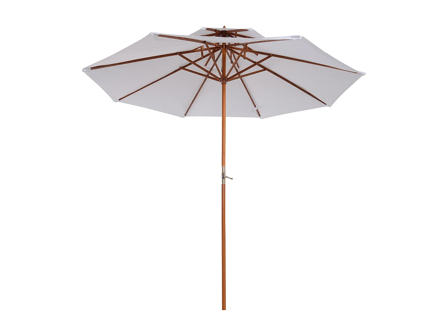 Parasol en bois peuplier droit 2 toits polyester 180 g/m² dia. 2,65 x 2,64H m blanc