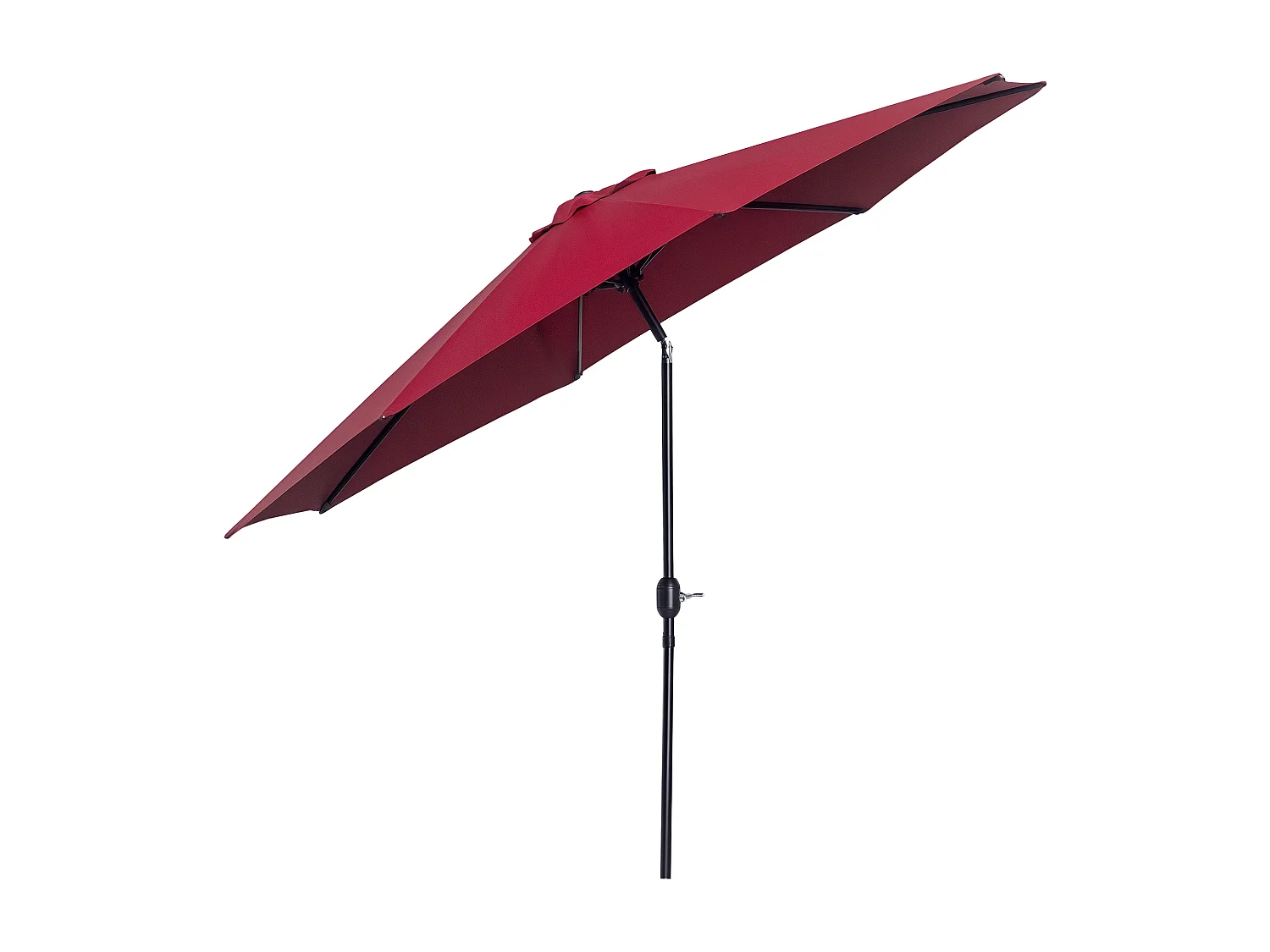 Parasol en métal rond polyester 180g/m² manivelle inclinable Ø 3 x 2,45 m bordeaux