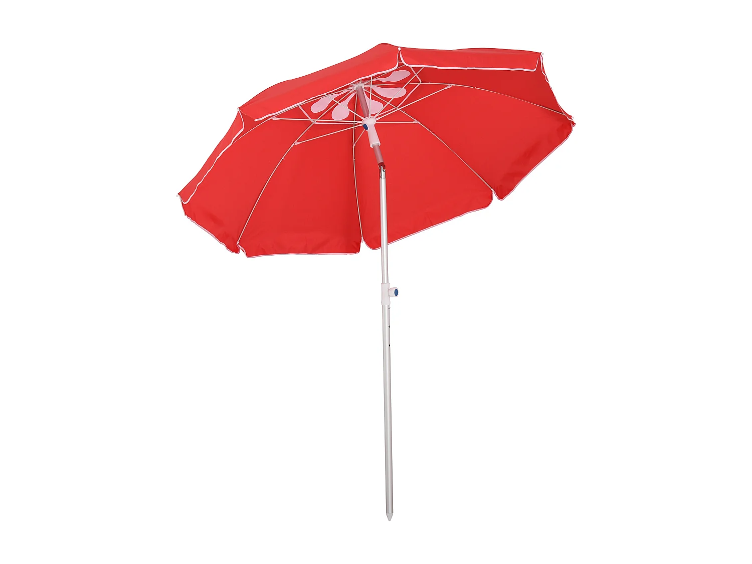 Parasol inclinable octogonal Ø 190 cm tissu polyester haute densité anti-UV hauteur réglable mât alu sac de transport inclus rouge