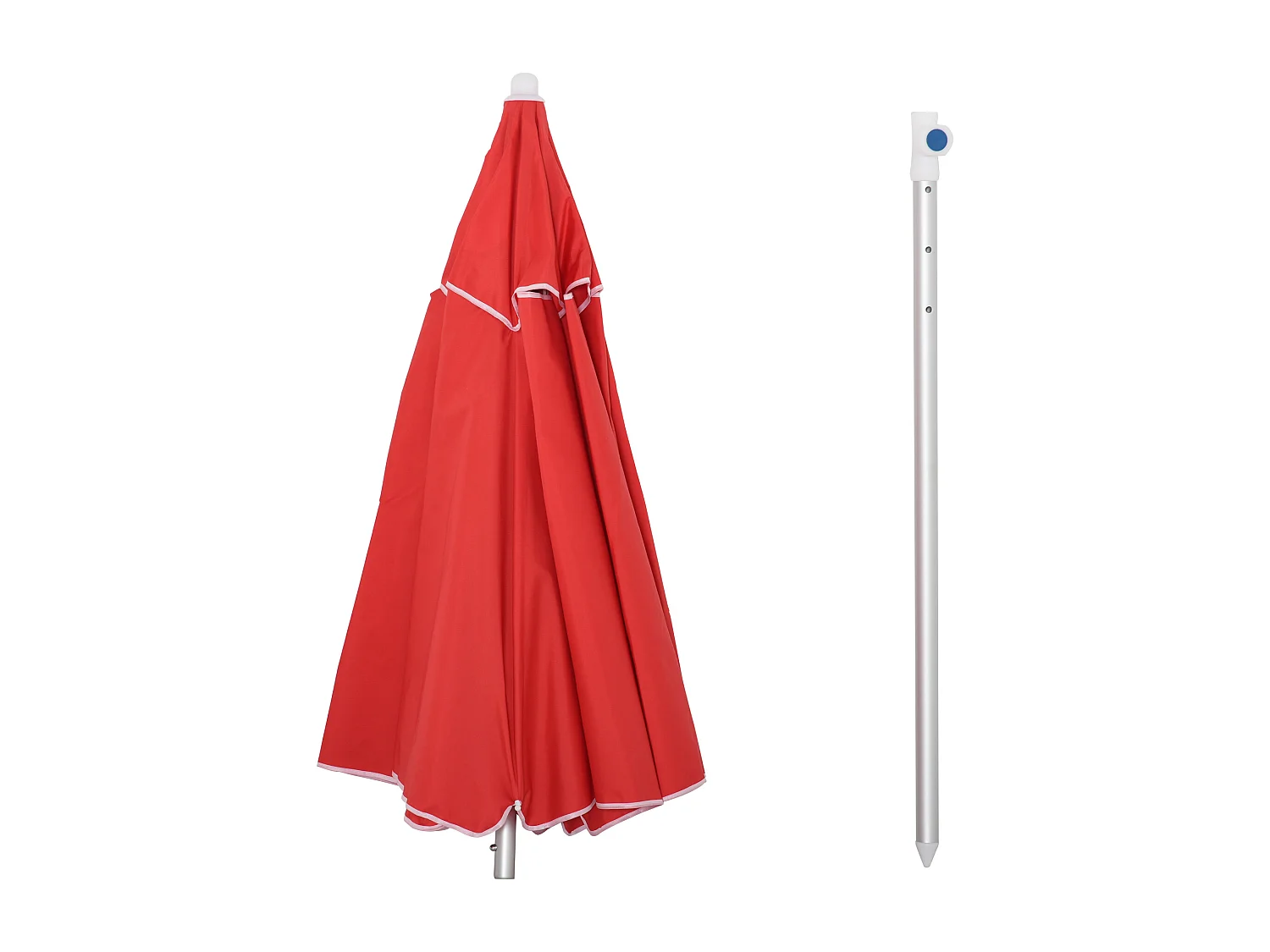 Parasol inclinable octogonal Ø 190 cm tissu polyester haute densité anti-UV hauteur réglable mât alu sac de transport inclus rouge