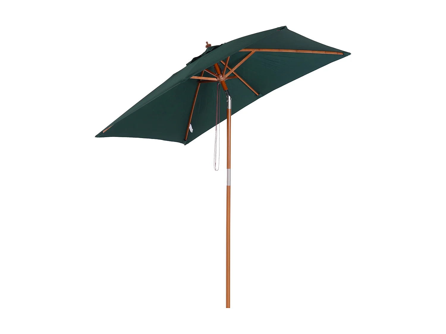 Parasol rectangulaire inclinable bois polyester haute densité 2L x 1,5l x 2,3H m vert foncé
