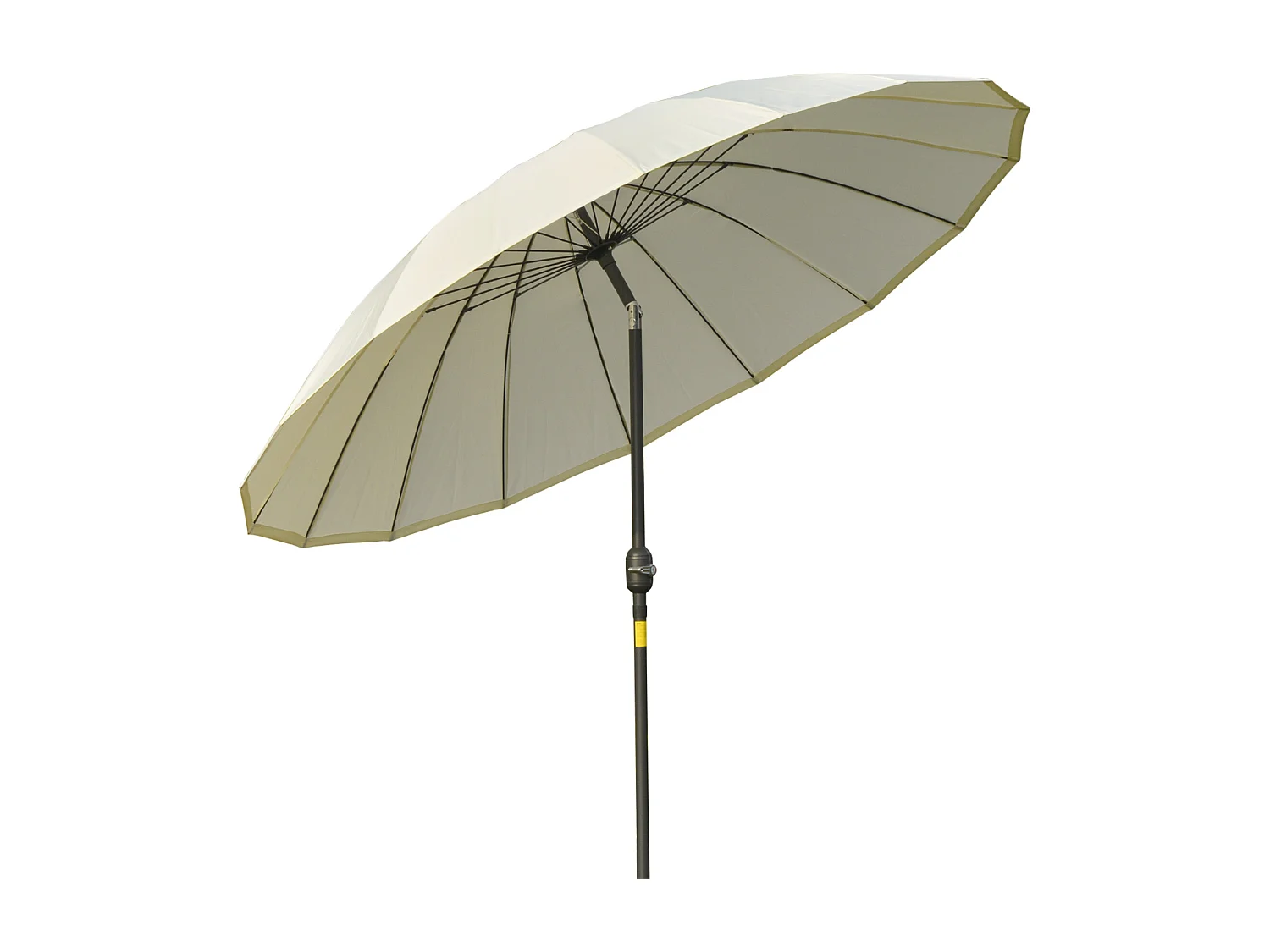 Parasol inclinable rond avec manivelle métal fibre de verre Ø 2,55 m polyester haute densité beige
