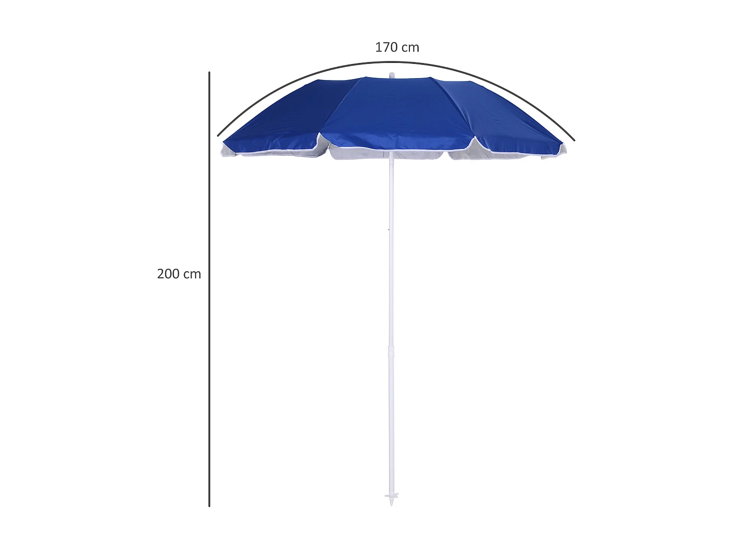 Parasol inclinable octogonal de plage Ø 150 cm tissu polyester haute densité anti-UV mât démontable sac de transport inclus bleu