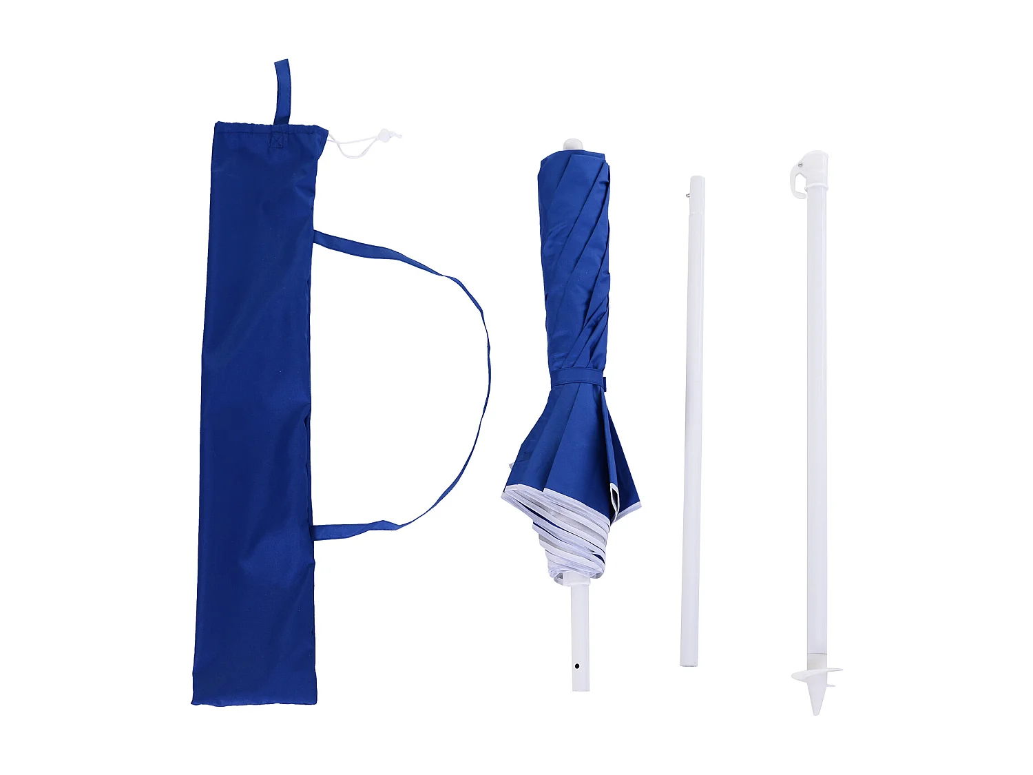 Parasol inclinable octogonal de plage Ø 150 cm tissu polyester haute densité anti-UV mât démontable sac de transport inclus bleu